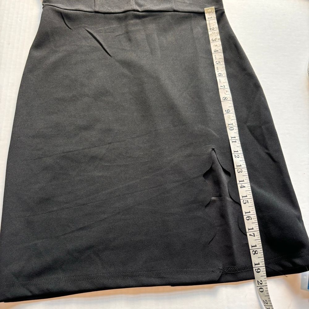 CUPSHE Black Scalloped V-Neck Sleeveless Bodycon Mini‎ Dress with Side Slit nwt - Picture 10 of 12